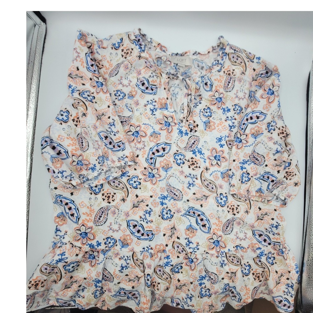 Loft Outlet Womens Cottagecore Paisley Floral Top Boho Peasant size Medium